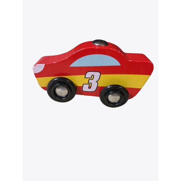 Wooden Race Car Toys Set Of 3 - Red Blue & White – Numbered 1 2 3 - Picture 2 of 11